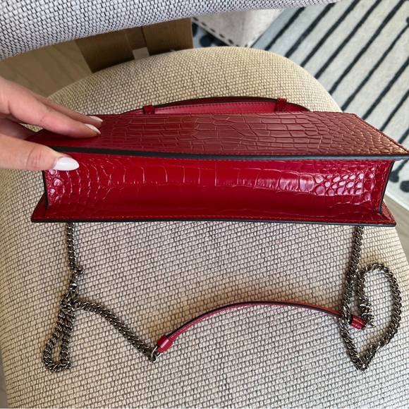 Christian Louboutin Calfskin Alligator Embossed Elisa Baguette in Red - Picture 6 of 12